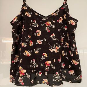 Madewell XXL silk black flower print tank